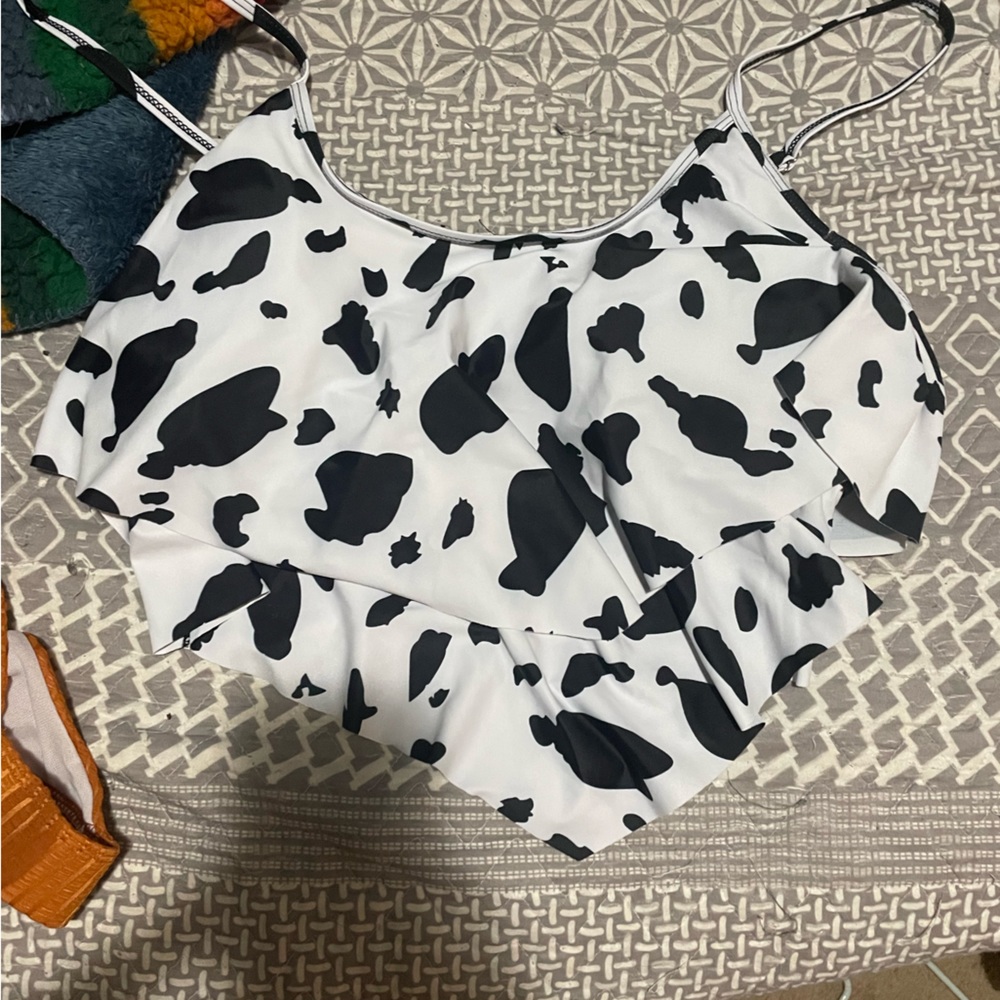 Shein cow print swim suit top
